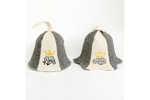 SAUNA GURU Natural Textile Capello da Sauna 'Sauna Kind and Queen' Bianco - Cappelli in feltro di lana biologico 100% - Proteggi la tua testa dal calore - Guida eBook per Sauna in inglese incluso