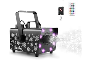 Hakuta Máquina de Nieve 800W con 8 luces LED RGB, 13 colores de iluminación LED y 2 mandos a distancia, Perfecto para Halloween, Navidad, Boda, Fiestas y Escenario DJ