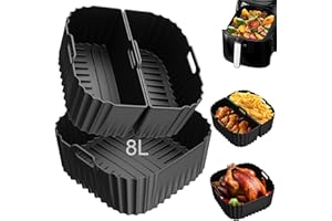 DICTIEN Molde Silicona Freidora de Aire para Russell Hobbs XXL 8L (27170-56) / 8,3L(27632-56), Reutilizable Recipientes Cuadrado Airfryer Accessoire Cesta Utensilios Antiadherente, Sin BPA (3 Piezas)