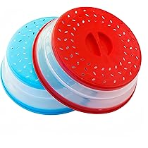 SEUNMUK 2 PCS 10.5 Inch Collapsible Microwave Splatter Cover, Silicone Microwave Food Cover With Steam Vents, Multi-Functional Plastic Fruit Basket