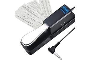 Weibang Sustain Pedal 1Pcs and Piano Keyboard Stickers 1Set,Anti-slip Sustain Foot Pedal with Polarity Switch and 1.5m Cable for Electronic Keyboards, MIDI Keyboards, Digital Pianos