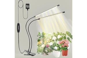 bseah Grow Light Plant Light Indoor Plants, Full Spectrum Clip Plant Growing Lamp, 10-Level Dimmable, Auto On Off Timing 3 9 12Hrs (White)