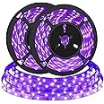 2PACK 2M UV Ruban LED, Bomcosy Bande LED Lumière Noire,Bandeau LED Lumière Violette, Eclairage Ambiance DC5V Port USB Idéale 