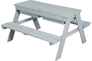 roba 456002GA Set per Bambini Deluxe con Vasca da Gioco, Piano del Tavolo Rimovibile e 2 Vasche in Pl Children's Table, Grey, Kindersitzgarnitur Outdoor + mit Spielwannen