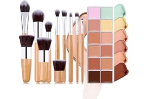 Joyeee 12 Farben Contouring Concealer Palette, Cream Foundation Contouring Palette +11 Stück Make up Pinsel Set, Concealer Augenringe, Mischbare Farbtöne
