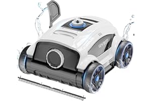 WYBOT WY1103 Poolroboter, Poolsauger Kabellos mit Akku, 120 Min. Laufzeit, für Aufstellpools bis 120 m², Doppelmotoren, Große Bürste&Saugöffnungen, Verstellbare Düse(Weißschwarz A)