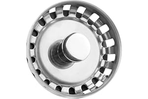 ONRYSXN Kitchen Sink Basket Strainer Plug, 52mm Mini Stainless Steel Kitchen Sink Plug Replacement for Pop up Sink Drainer Plug Food or Hair Catcher (Hole Diameter 52mm)