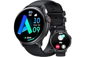 AVUMDA Smartwatch Herren Damen mit Telefonfunktion 1,43" AMOLED HD Touchscreen, Fitnessuhr IP68 Wasserdicht mit Schrittzähler 100+ Sportmodi Pulsuhr SpO2 Schlafmonitor für iOS und Android