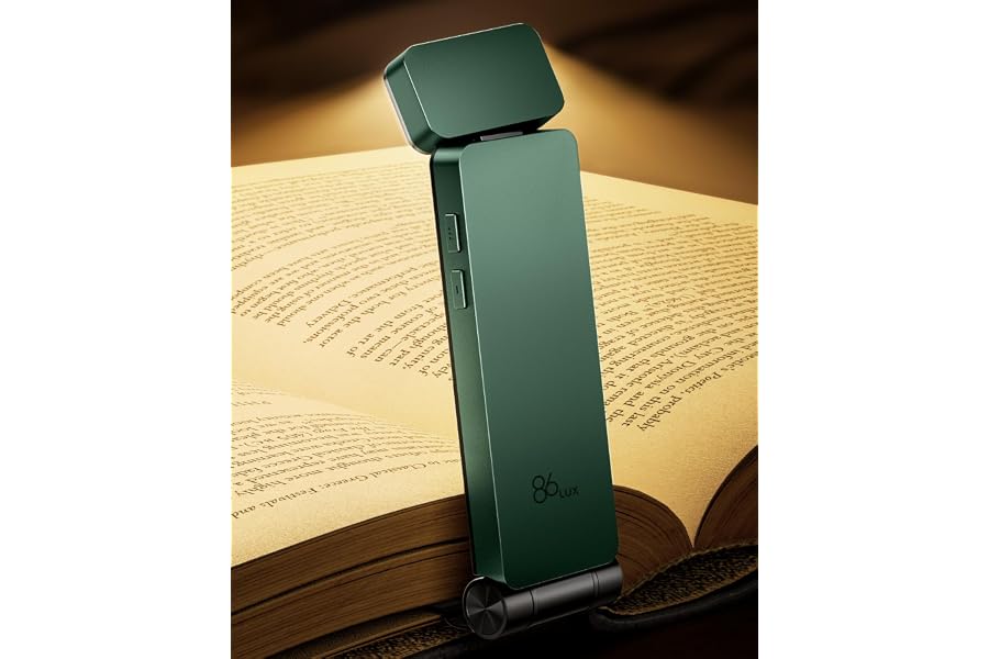 86lux Leselampe Buch Klemme，Wiederaufladbare Buchlampe zum Lesen im Bett | Ultraleichte LED Klemmlampe mit 3 Bernsteinfarben 