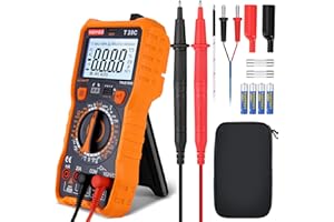 Multímetro Digital YIQIYIBO, Manual Rango Polímetro 6000 Cuentas NCV TRMS, Voltimetro, Mide Voltaje y Corriente CC/CA, Continuidad, Resistencia, Diodo, Ciclo de Trabajo, Capacitancia y Temperatura