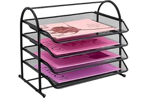 ideallife Briefablagen 4 Ebenen - Dokumentenablage Metall Desk Organizer - Metall Ablage Ablagefächer für A4 Dokument - Büro Schreibtisch Ablage mit 4 Schubladen I Papier Ablagefächer A4
