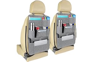 Firschoie 2 Stück Autositz Organizer, Rückenlehnenschutz aus strapazierfähigem Filz, Autositz-Organizer mit längenverstellbaren Schultergurten, Anti-Kick-Organizer für Autorücksitze Rückenlehnenschutz