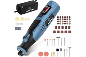 C P CHANTPOWER Cordless Rotary Tool, 8V Rotary Tool with 2.0 Ah Li-ion Battery, 5-Speed, 4 Front LED Lights and 60pcs Accessories Kit for Carving, Engraving, Sanding, Polishing and Cutting