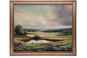 Yeechine Gold Framed Vintage Wall Art Classical French Landscape Mountain Painting for Living Room Farmhouse Wall Decor (Velley, 16L x 12W)