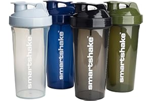 Smartshake Lite 4 Pack Protein Shaker Bottle 600 ml | 20 oz Leakproof Gym Workout Shaker Bottle, BPA Free Protein Powder Shaker Cup for Men Women (Mist Gray, Army Green, Black, Navy Blue)