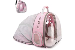 ZHUIYIWIN Cat Carrier Backpack, Expandable Cat Carrier Backpack, Ventilated Cat Bubble Backpack for Pet, Pet Carrier for Travel Hiking Walking Camping (Pink, Rear Extension)