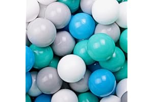 MEOWBABY 200 ∅ 7Cm Kinder Bälle Spielbälle Für Bällebad Baby Plastikbälle Ball Pit Kinderzimmer Kugelbad Bällchenbad Bällebäder Made In EU Türkis/Weiß/Grau/Blau