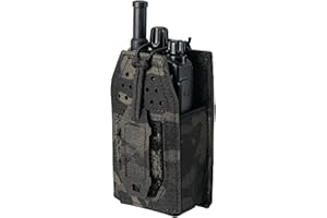 TOPTACPRO Fondina radio tattica Molle Radio Pouch Supporto radio universale per Walkie Talkie Motorola BaoFeng UV-5R BF-F8HP Custodia regolabile per caricatore fucile(Multi-camo Black)