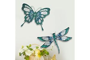 LIFFY Decoración de Pared de Metal Libélula - Arte de Pared de Metal Mariposa - Decoración de Pared de Exterior Libélula - Decoración de Jardín Mariposa para Interior y Exterior