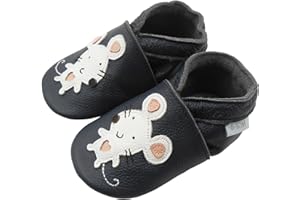 Basrakids Chaussons Bébé Fille Garcon Chaussures Bébé Chausson Cuir Souple Bebe-Antidérapants Chaussures Premiers pas Bébé Garçon