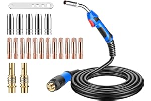BOSYTRO Kit de Torche de Soudage MIG/MAG MB25 KD, 4m avec Connecteur Euro et Set de 20 Pièces d'Usure incl. Diffuseur Cuivre & Guides-Courant, 250A pour Soudage CO₂/Argon en Atelier & Industrie