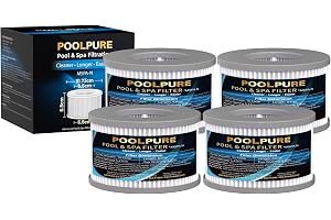 POOLPURE 4-pack filterpatroner kompatibla med MSpa bubbelpool | Kompatibel med FD2089 LF90, ersättningsfilter för uppblåsbara