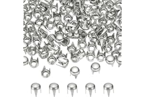 PATIKIL 4mm Round Dome Rivet, 90 Pcs Metal 4 Claw Spike Spot Stud Punk Rock Rivet Nailhead for DIY Leather Crafting for Decor Repair Clothing Belts Bags Shoes, Silver Tone