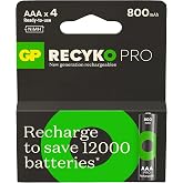 GP Batteries Recyko Pro AAA İnce Ni-Mh Şarjlı Pil, 1.2 Volt, 4'l&uuml; Kart