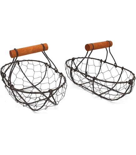 Panier à œufs Vintage En Métal Et Céramique - Forme Poule - Capacité 26 œufs - Déco Cuisine Campagne