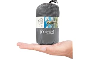 MIQIO 2en1 Saco de Dormir Ultraligero y Sábana de Viaje Ligera, Ultra pequeña Saco sábana Compacto de Microfibra con Compartimiento de Almohada, XL, Ideal para mochileros, hostales y cabañas