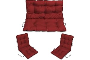 ‎SUPERKISSEN24. SuperKissen24. Sitzkissen Bankkissen Bankauflage - 100x50 cm und Rückenlehne 100x60 cm mit 2er 48x96 cm Stuhlkissen Set - Outdoor und Indoor - Bordeaux
