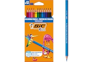 BIC Kids Tropicolors, Crayons de Couleur, Couleurs Assorties, Coloriage enfants - Etui Carton de 12