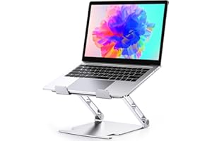 Glangeh Aluminiowy uchwyt na laptopa, wentylowany stojak na laptopa z ergonomicznie składanymi, regulowanymi obrotami, kompatybilny z MacBook Pro Dell HP i innymi laptopami 10–16 cali