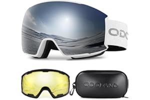 Odoland Set di Maschere da Sci con Lenti Rimovibili, Lenti Intercambiabili Magnetico Anti-Fog e Protezione UV, Occhiali da Sci per Adulti e Adolescenti, Compatibile con Casco