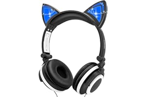 LOBKIN Auriculares para niños, Auriculares Unicornio con Cable para niños, Oreja de Gato LED con Diadema Ajustable, Auriculares con Sonido estéreo Auriculares para niños en la Oreja