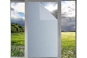 ‎LINARUN Fensterfolie Blickdicht Sichtschutzfolie Selbsthaftend Milchglasfolie Anti-UV Klebefolie Statisch Haftende Kleberlos Folie Für Büro Badzimmer Weiß Matt