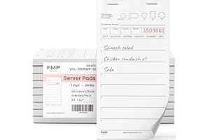 FMP Brands Server Note Pads, Total 5000 Sheets, 50 Pads, 100 Sheets/Pad, Guest Checks for Servers, Guest Check Pads, Guest Check Books, Order Pads, Waitress Notepads for Restaurant, Bar, Cafe, Diners
