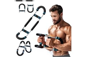 QXEUTM Twister Armtrainer, Verstellbares Brust Trainingsgerät & Muscle fit Gerät (30-50 kg / 60-110 lb), 3 Stufen Portable Power Twister Stange mit abnehmbarem Design，Fitnessgeräte für Zuhause