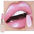 Shimmers Lipstick Pearl Pink Color Lip Stick, Glitter Metallic Bright Pink Lip Balm for Women, Silky Smooth Full-Coverage Lipsticks, Longlasting Pearlescent Light Pink Tinted for Women