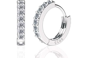 SWEETV SWEET Pendientes de aro de plata de ley 925 para mujeres niñas - Pendientes pequeños y pequeños de aro huggie pequeños 3 tamaños