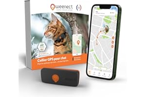 Weenect Chat XS - Nouveau Collier GPS pour Chat | Mini Traceur GPS Chat en Temps réel | Plus Petit modèle du marché | Fonctionne avec abonnement | Collier Inclus | Garantie à Vie