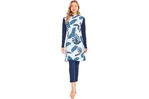 SHUOBEITER Muslim Swimsuit for Women Girls Long Sleeve Modest Swimwear 3 Piece Islamic Muslim Costume with Hijab