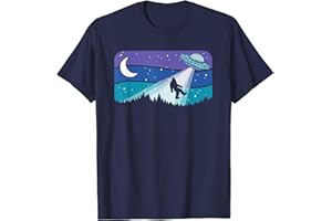 SASQUATCH GARAGE UFO Bigfoot Abduction Funny Sasquatch Vintage Flying Saucer T-Shirt