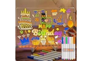 ZIKYNN LED Message Board, Magic Message Board with 7 Colored Markers, Glow Dry-Erase Board with Stand, Ideal for Children's Writing, Home, Office, and Café (30cm * 20cm / 11.8in * 7.9in)