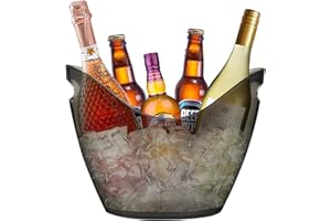 CAILION 8L Eiseimer Champagner Eimer, Acryl-Eiskübel mit großem Fassungsvermögen,Weinkühler Sektkühler,Vorratsbehälter für Obst und Gemüse (black002)