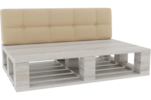Gutekissen® Coussin de Palette Extérieur – Confort en Mousse pour Salon de Jardin, Terrasse, Balcon PFG (Dossier 120x40, Crème)