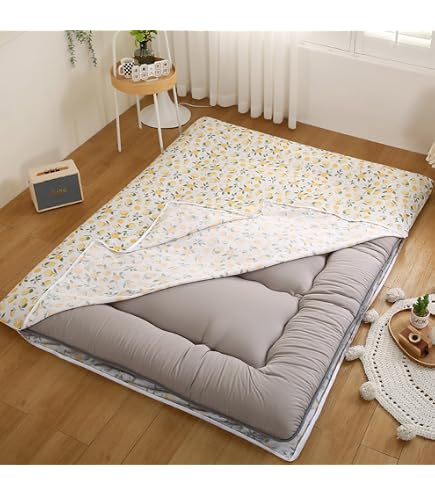 ZORZA Housse De Matelas Futon 100% Coton - Protection Pour Matelas Sol Japonais, Double Fermeture Éclair 120x200cm