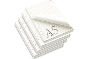 TXXATX Refillpapper A5 ringpärmsinlägg 4-pack påfyllningsbara linjerade 180 ark 6 hål ringpärmpapper refillpapper för att gör