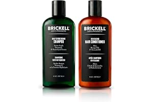 Brickell Men's Daily Revitalizing Hair Care Routine – Schampo med mint och teolja och stärkande och volymskänkande balsam – n