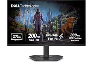 Dell SE2725HG 27" FHD IPS Gaming Monitor, 200Hz Refresh, 3side narrow bezels, 1ms GtG, AMD FreeSync Premium, HDR 10, 300nits, 1000:1 Contrast, 99% Srgb, Tilt, 2*HDMI 2.1 TDMS(supports HDMI VRR),DP 1.4